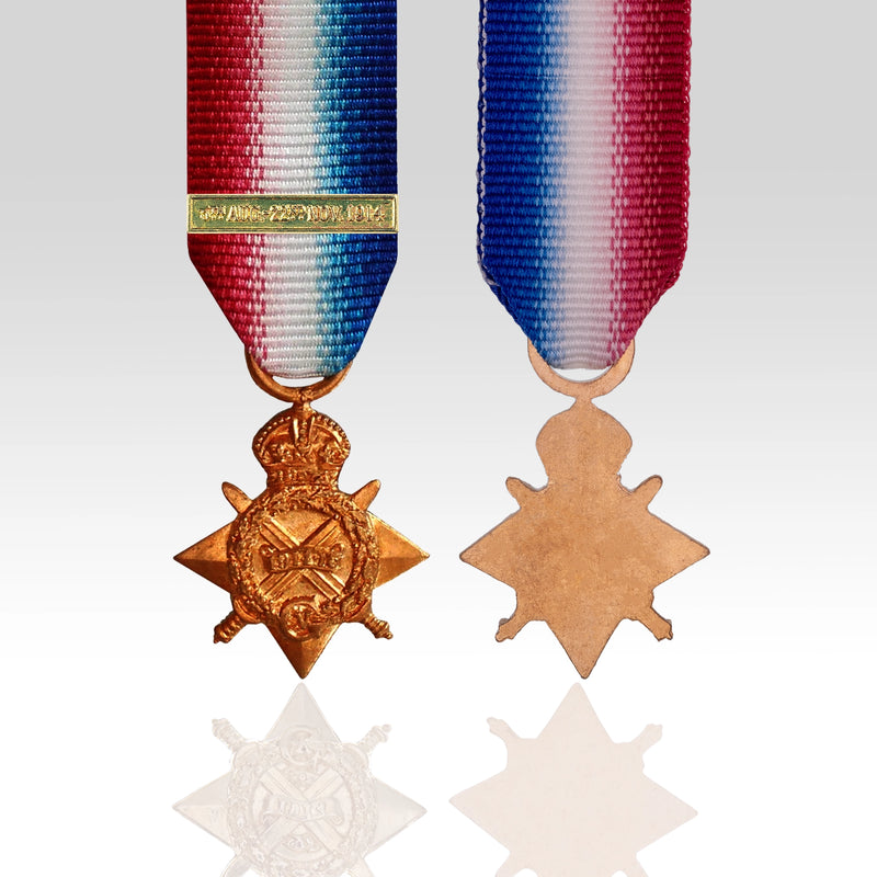1914 Star miniature medal with Mons Bar and red white and blue ribbon