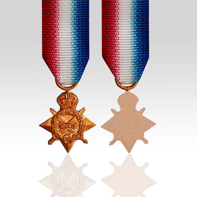 1914 Star miniature medal without Mons Bar and with red white and blue ribbon