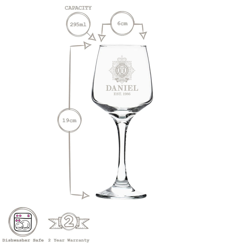 Military Engraved White Wine Glass – LAV Lal 295ml