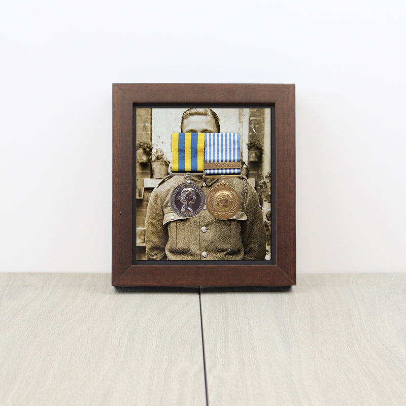 Photo Background Medal Display Case for 2 Mounted Medals