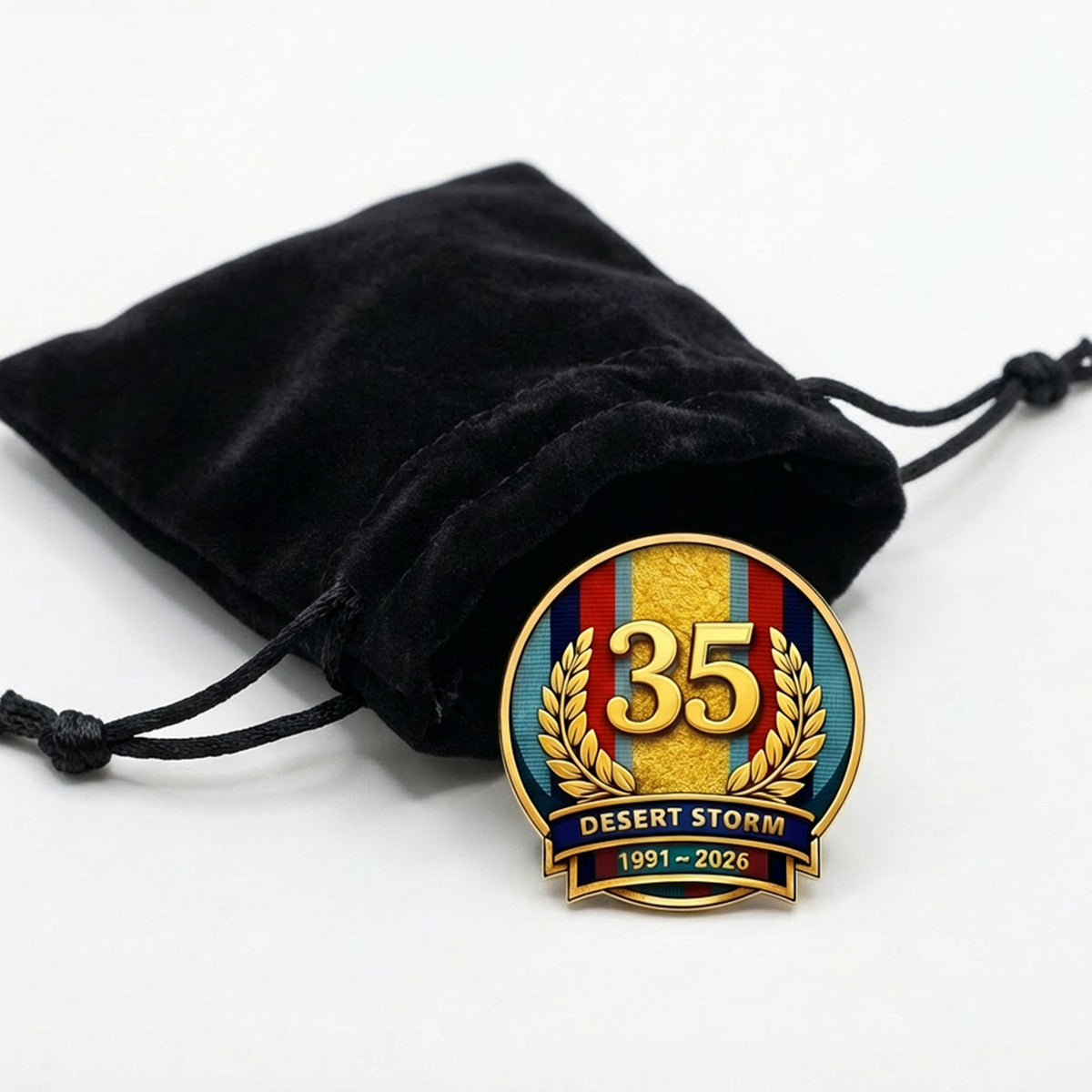 Gulf War 35th Anniversary Lapel Pin (35mm Antique Gold) | Empire Medals