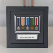 5 miniature medal display frame black wood UK handmade