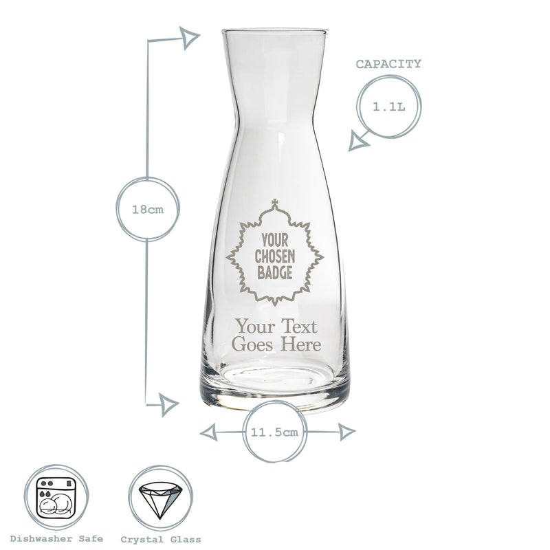 Military Engraved Glass Water Carafe / Decanter – Bormioli Rocco Ypsilon 1080ml
