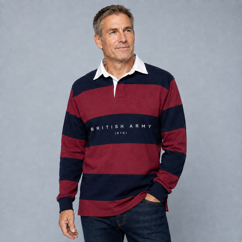 Personalised Military Sewn Stripe Rugby Shirt