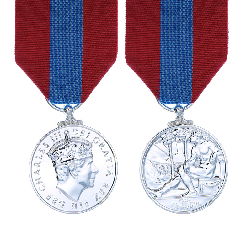 Imperial Service Medal – Full Size Medal (Silver Finish) King Charles III