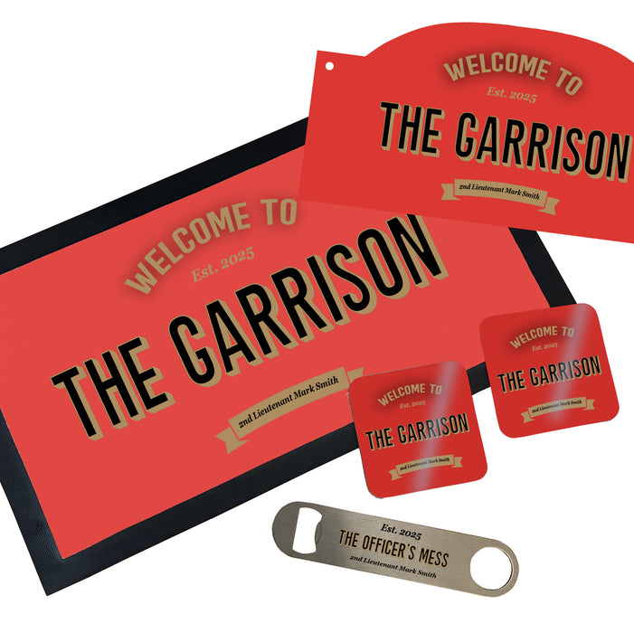 Personalised King's Liverpool Regiment Bar Set Military Gift with Bar Mat, Coasters, Bottle Opener & Bar Sign Options