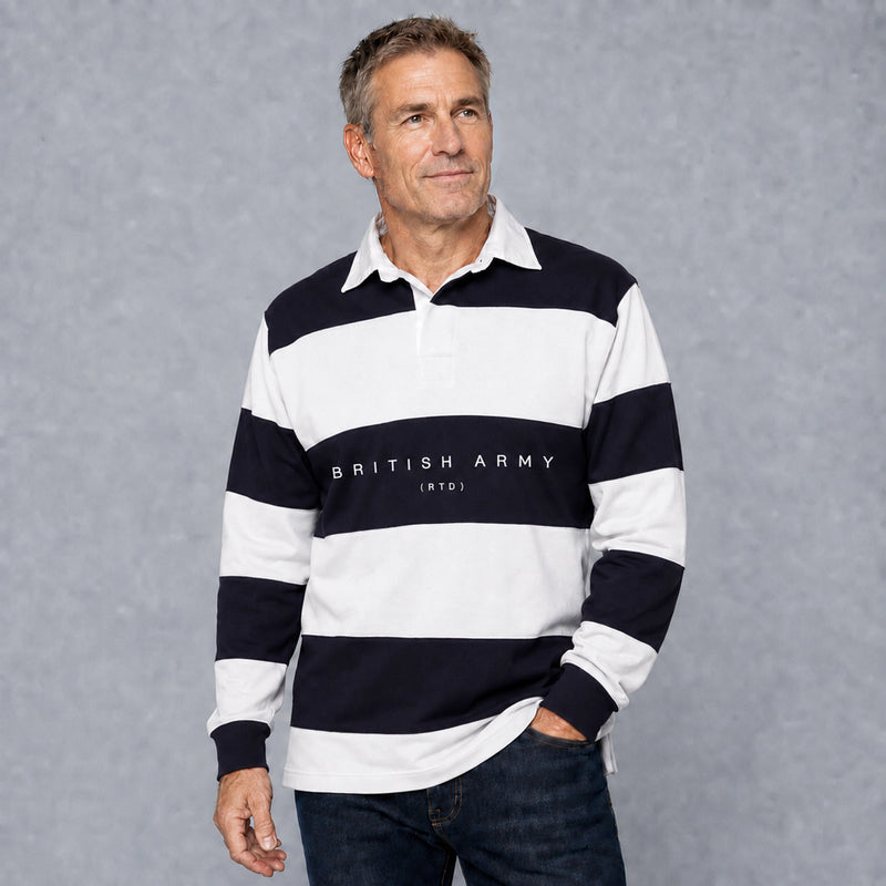 Personalised Military Sewn Stripe Rugby Shirt