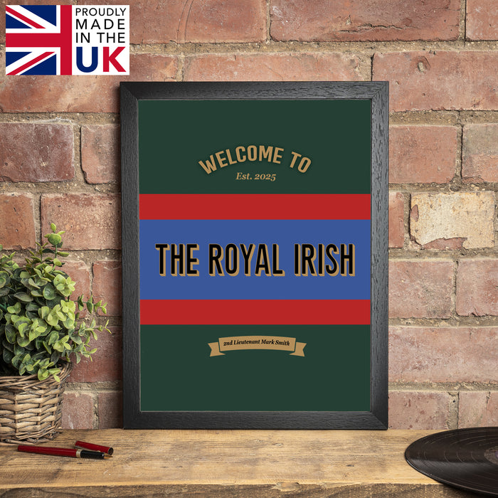 Personalised Royal Irish Regiment Bar Set Military Gift with Bar Mat, Coasters, Bottle Opener & Bar Sign Options
