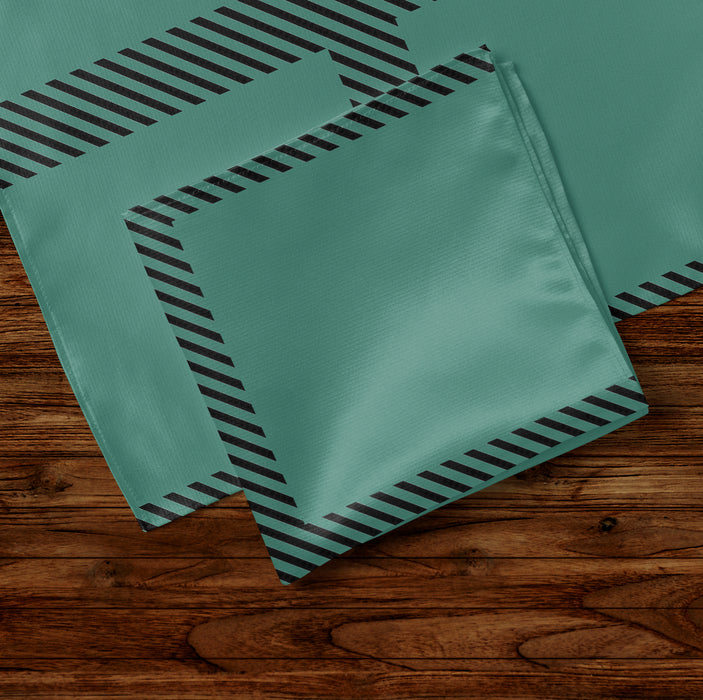 Close-up of satin-feel Royal Regiment of Scotland pocket square material