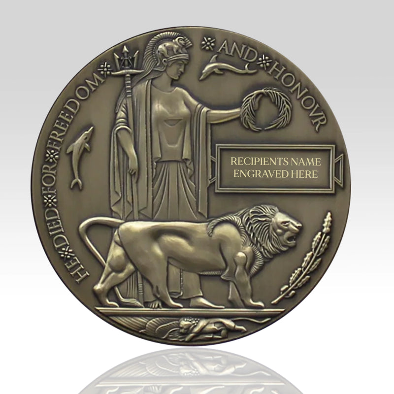 WW1 Memorial Plaque (Death Penny) with Personalised Memorial Scroll