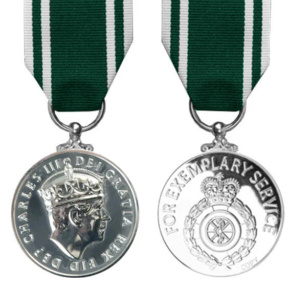 Ambulance Service Long Service Medal CIIIR Presentation Set | Full Size, Miniature & Ribbon Bar