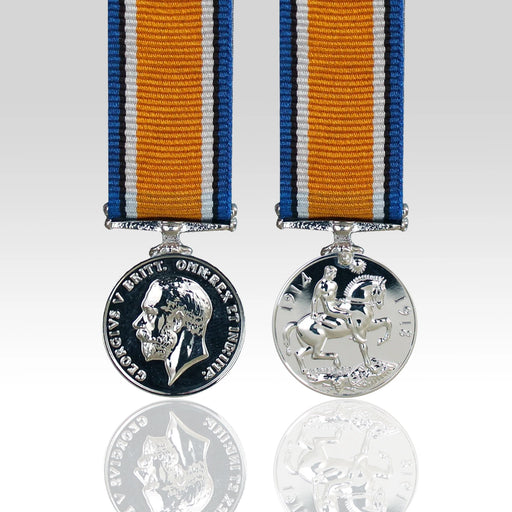British War Medal 1914–1918 miniature with orange blue black and white ribbon