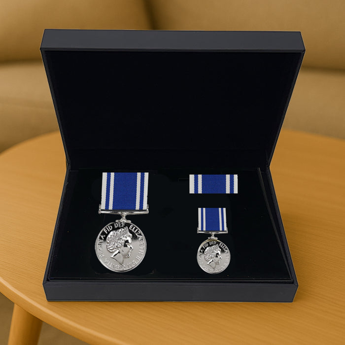 Police Long Service & Good Conduct Medal EIIR Presentation Set | 22 Years Service | Full Size & Miniature