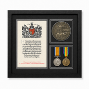 Personalised framed WW1 Memorial Scroll, Death Penny, British War Medal and Victory Meda