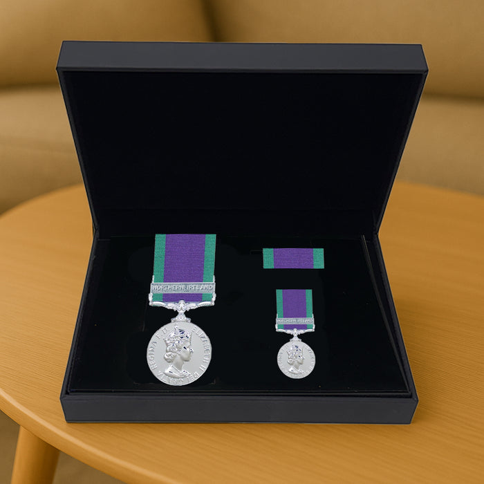 General Service Medal Northern Ireland Presentation Set | Full Size, Miniature & Ribbon Bar | MoD Licensed