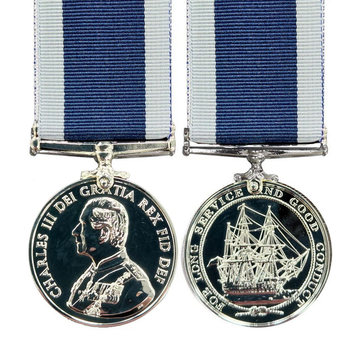 royal navy long service good conduct medal king charles iii full size