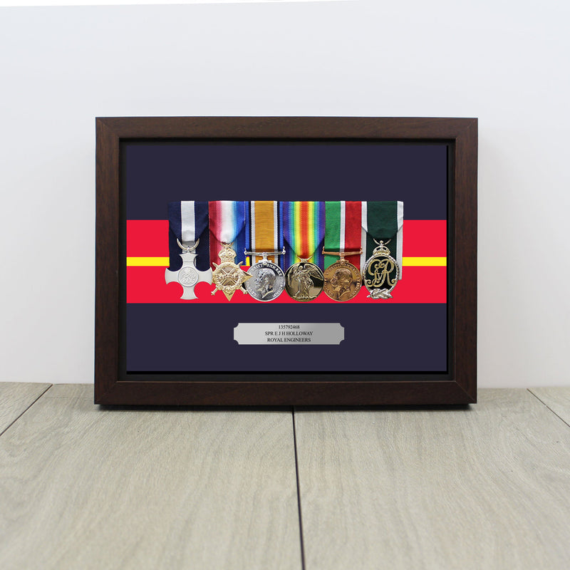 Military Colours Medal Display Case for 5+ Medals (select your own regiment/service)