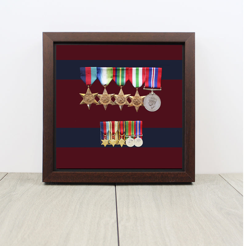 Military Colours Medal Display Case for Full Size & Miniature Medals (select your own service/regiment)
