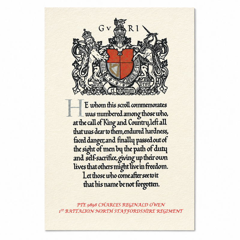 Personalised Framed WW1 Replica Medal Trio, Memorial Plaque & Scroll