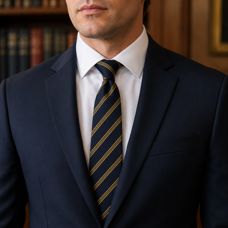 Royal British Legion Polyester Stripe Tie – Navy & Gold