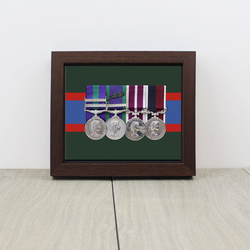 Military Colours Medal Display Case for 3 to 4 Medals (select your own regiment/service)