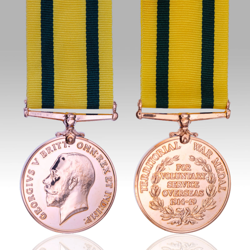 Territorial Force War Medal 1914–1919 full-size medal with yellow and green ribbon
