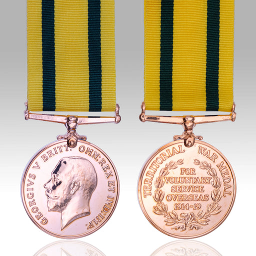 Territorial Force War Medal 1914–1919 full-size medal with yellow and green ribbon