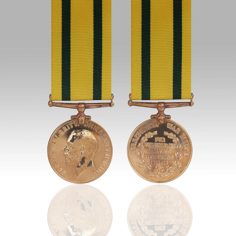 Territorial Force War Medal 1914–1919 miniature with yellow and green ribbon