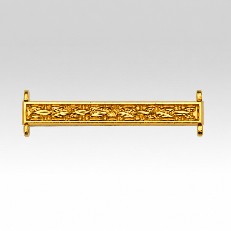 wider service 2nd award bar  in a gold finish on a white background
