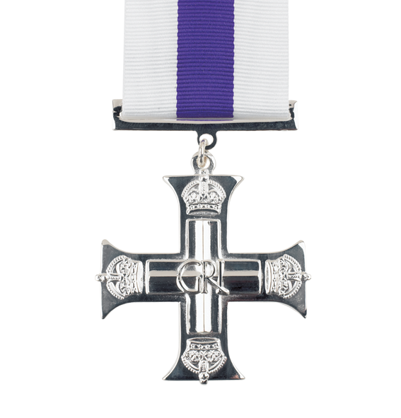 The GVI Military Cross medal with full size ribbon