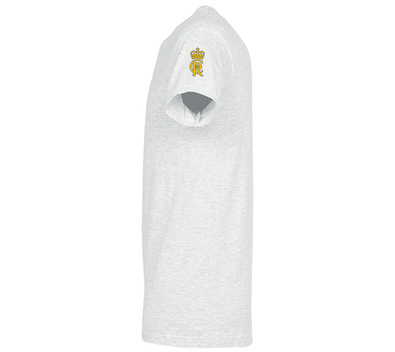 King Charles Coronation Emblem Embroidered White T-Shirt