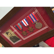 Dark Wood Medal Frame for Medals and a Photograph