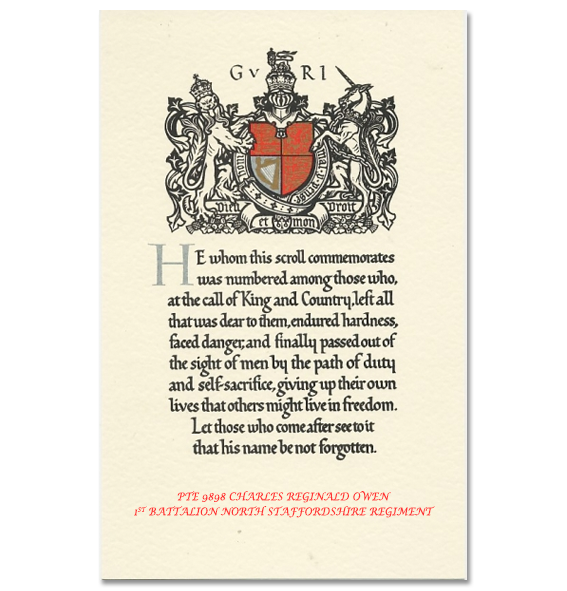 The Word war one Memorial Paper Scroll