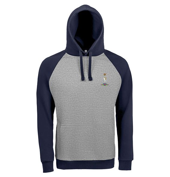 Navy Blue & Light Grey Military Printed Contrast Hoodie